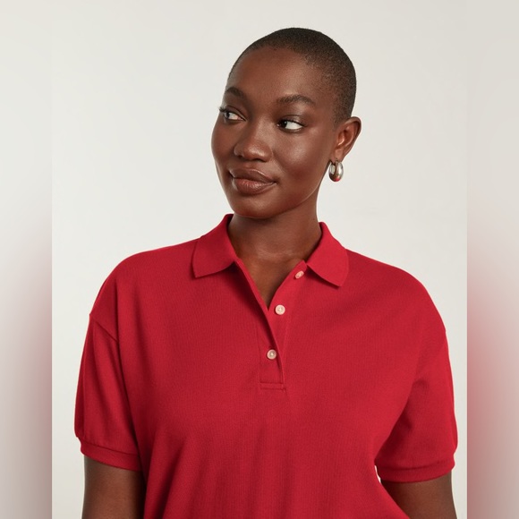 Everlane The Oversized Polo. Size XS. Goji Berry Red. - Picture 4 of 12